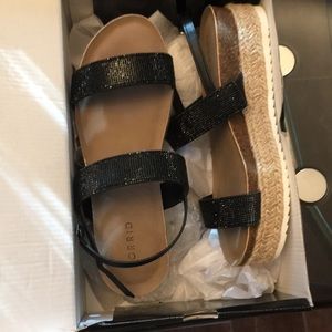 Black Rhinestone Flatform